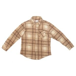 CHRISTOS Men's Mohair Plaid Flannel Shirt - Size L - Beige/Brown